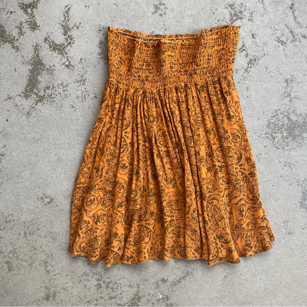 Vintage Burnt Orange Max Studio Shirred Skirt